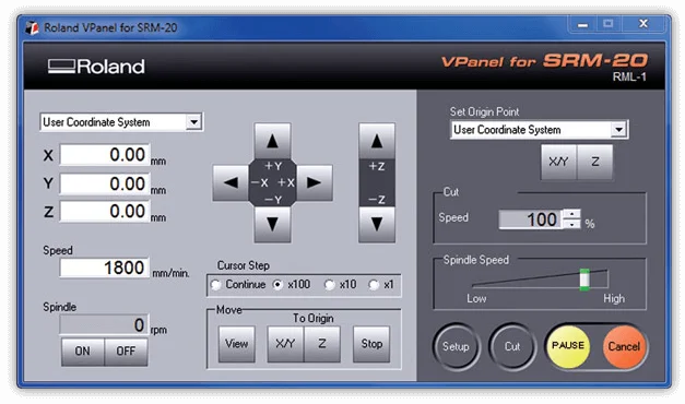 панель управления VPanel для станка Roland SRM-20 панель управления VPanel для станка SRM-20